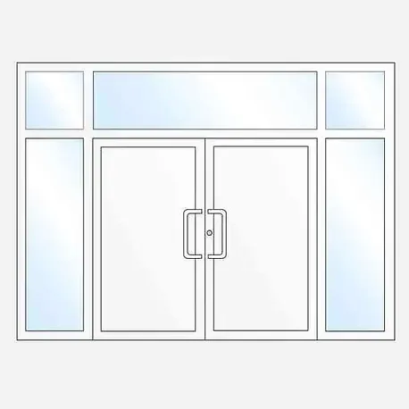 Puerta doble con cristaleras laterales y claraboya integrada en vivienda de diseño