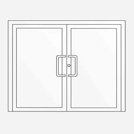 Puerta de entrada de doble hoja en diseño moderno, disponible con o sin elementos acristalados