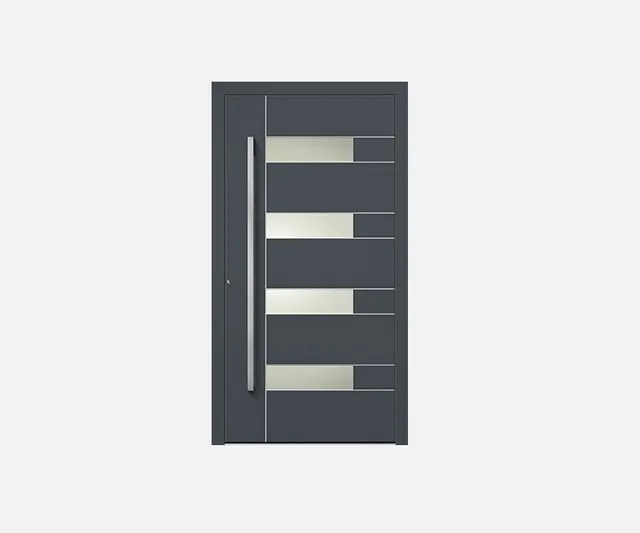 Panel de puerta modelo Alliso con líneas decorativas horizontales y tirador integrado