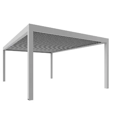 Pérgola bioclimática modelo P-150 montada en espacio exterior de Zaragoza