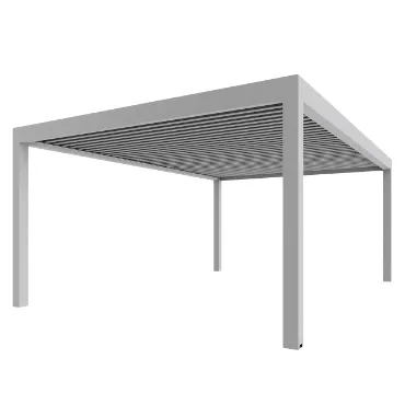 Pérgola bioclimática modelo P-190 instalada en jardín residencial de Zaragoza