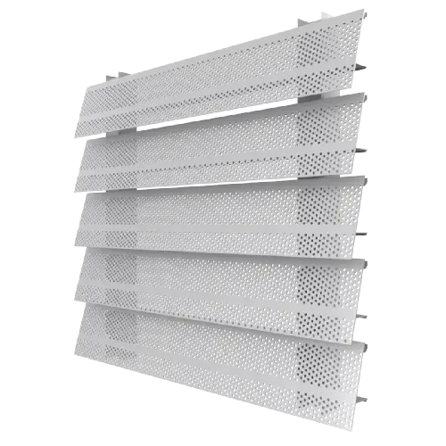 Celosía fija I microperforada en aluminio extrusionado con mayor entrada de luz y ventilación hasta un 20%