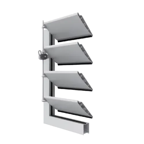 Celosía móvil AP-140 de aluminio con centro de giro equilibrado, fácil de accionar para control solar