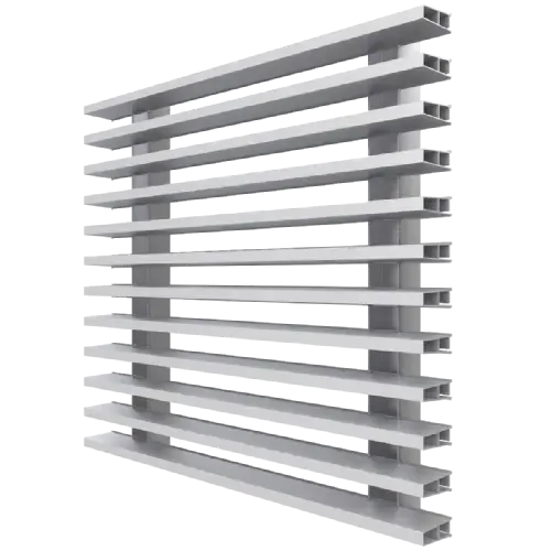 Celosía fija V-5 instalada como cerramiento entre muros, perfecta para ventilación y entrada de luz