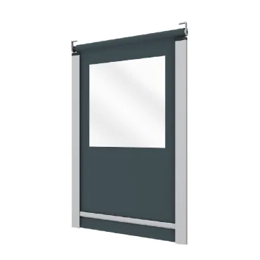 Toldo bajante Spire con guía vertical y ventana central de PVC transparente