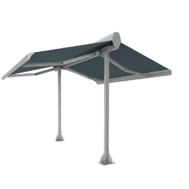 Toldo extensible Herta de doble salida con estructura autoportante para terrazas sin apoyo mural