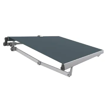 Toldo Monoblock Zeres II con brazos cruzados y estructura reforzada para fachadas amplias