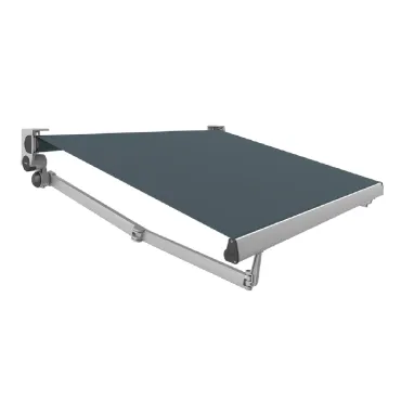 Toldo extensible Orus II con brazos cruzados y estructura de aluminio para espacios reducidos