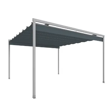 Toldo palillero Aneas 80×40 con estructura metálica gris y lona ondulada oscura