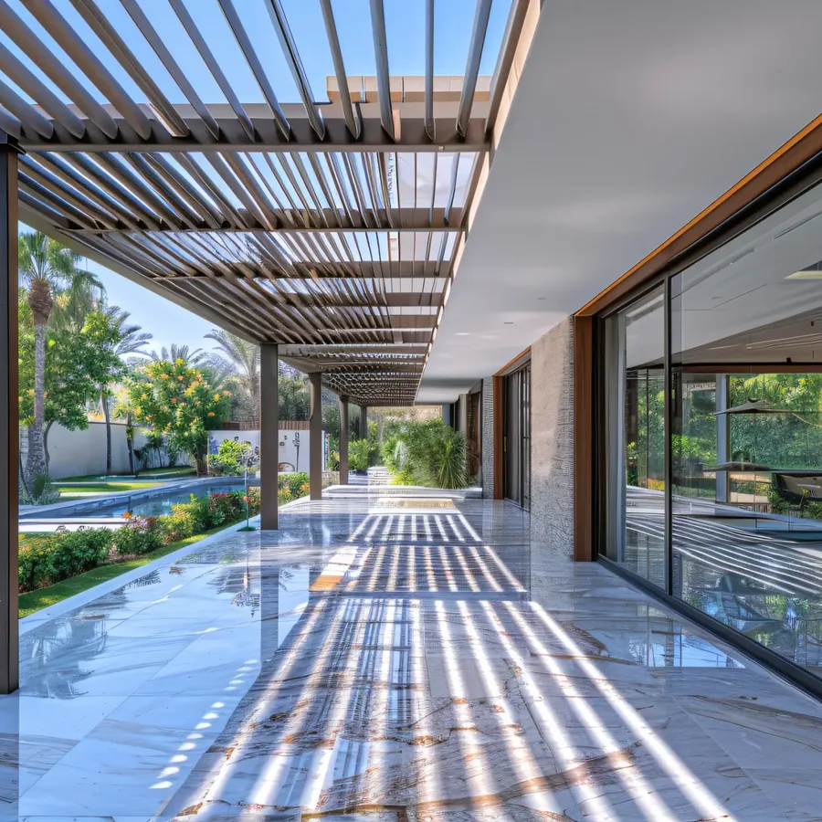 Pérgola bioclimática con lamas motorizadas