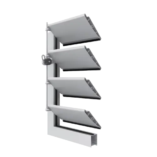 Celosía móvil AP-140 de aluminio con centro de giro equilibrado, fácil de accionar para control solar