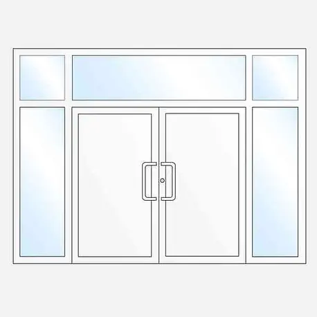 Puerta doble con cristaleras laterales y claraboya integrada en vivienda de diseño