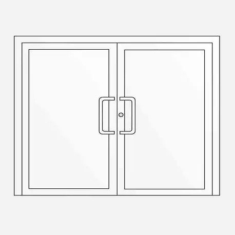 Puerta de entrada de doble hoja en diseño moderno, disponible con o sin elementos acristalados