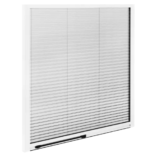 Mosquitera Plisada 27 Vertical de baja profundidad, perfecta para ventanas en espacios reducidos con opción de varilla de accionamiento Mosquitera plisada vertical de 27 mm de profundidad para instalación en ventanas pequeñas
